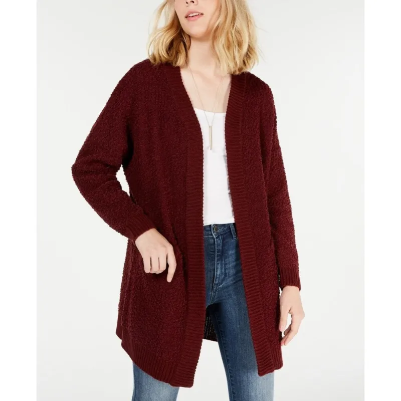 Say What Junior's Open Front Textured Cardigan Red Size X-Small sold by Zulily