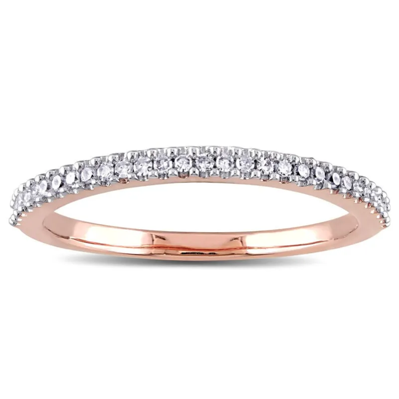 Miadora 14k Rose Gold 1/6ct TDW Diamond Semi Eternity Wedding Band - White sold by Zulily