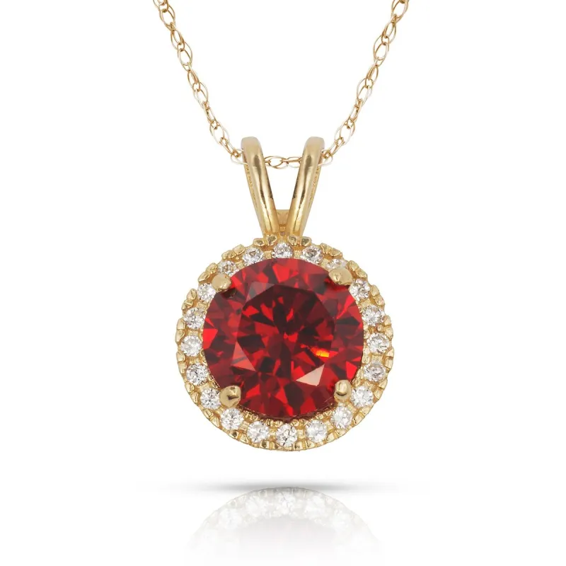 Curata 14k Yellow Gold 18" Birthstone Round Cubic Zirconia Halo Pendant Necklace sold by Zulily