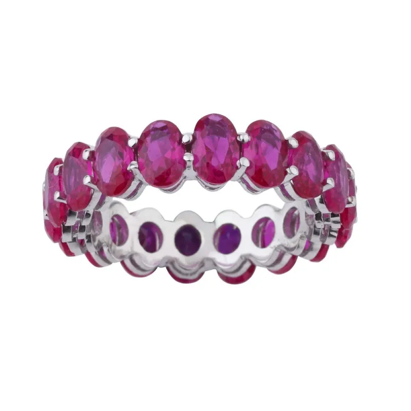 Sterling Silver 11 2/5ct Oval-Cut Ruby Lab Created Eternity Stackable Band Ring sold by Zulily