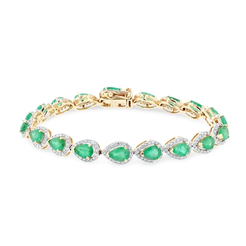 Auriya 14k Yellow Gold 7 1/8ct Emerald and 1 5/8ct TDW Diamond Bracelet - Green sold by Zulily product image thumbnail 2