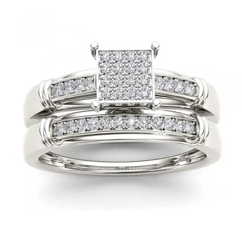 De Couer S925 Sterling Silver 1/5ct TDW Diamond Wedding Ring Set - White H-I - White H-I sold by Zulily