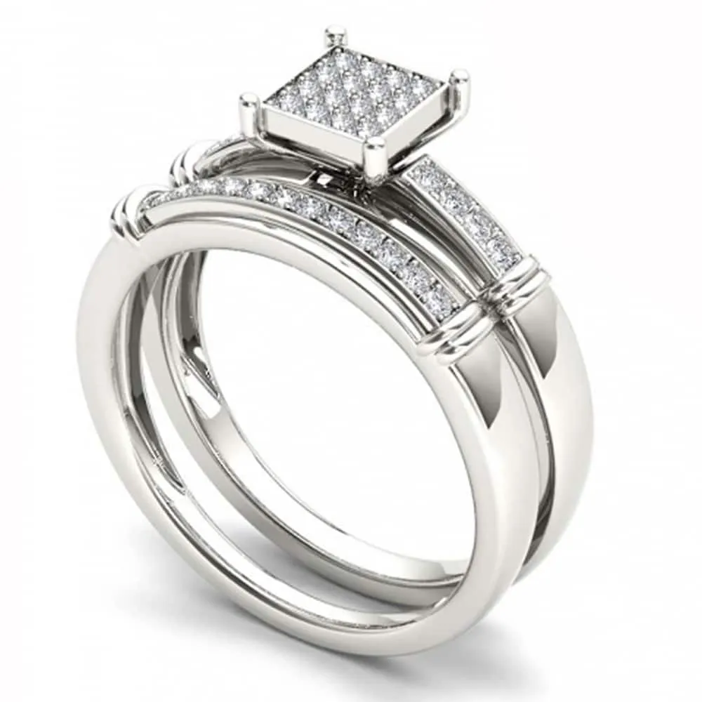 De Couer S925 Sterling Silver 1/5ct TDW Diamond Wedding Ring Set - White H-I - White H-I sold by Zulily product image thumbnail 2