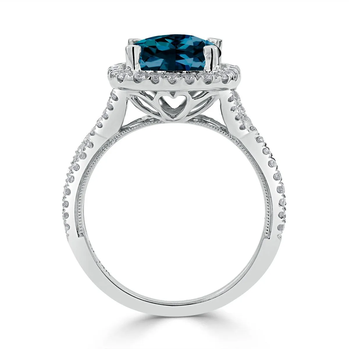 Auriya 3 1/8ct Cushion-cut London Blue Topaz and Halo Diamond Engagement Ring 1/2cttw 14k Gold sold by Zulily product image thumbnail 5