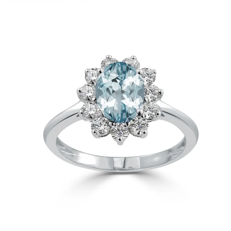 Auriya 5/8ct Oval-cut Aquamarine and Halo Diamond Ring 5/8cttw 18K Gold sold by Zulily