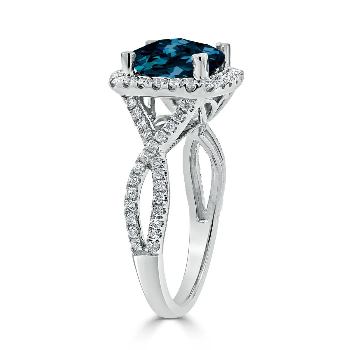 Auriya 3 1/8ct Cushion-cut London Blue Topaz and Halo Diamond Engagement Ring 1/2cttw 14k Gold sold by Zulily product image thumbnail 4