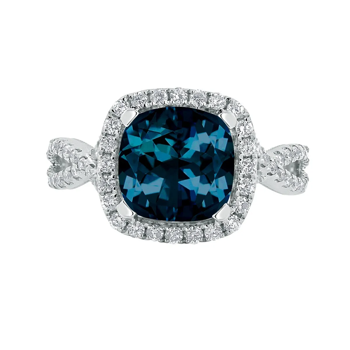 Auriya 3 1/8ct Cushion-cut London Blue Topaz and Halo Diamond Engagement Ring 1/2cttw 14k Gold sold by Zulily product image thumbnail 2