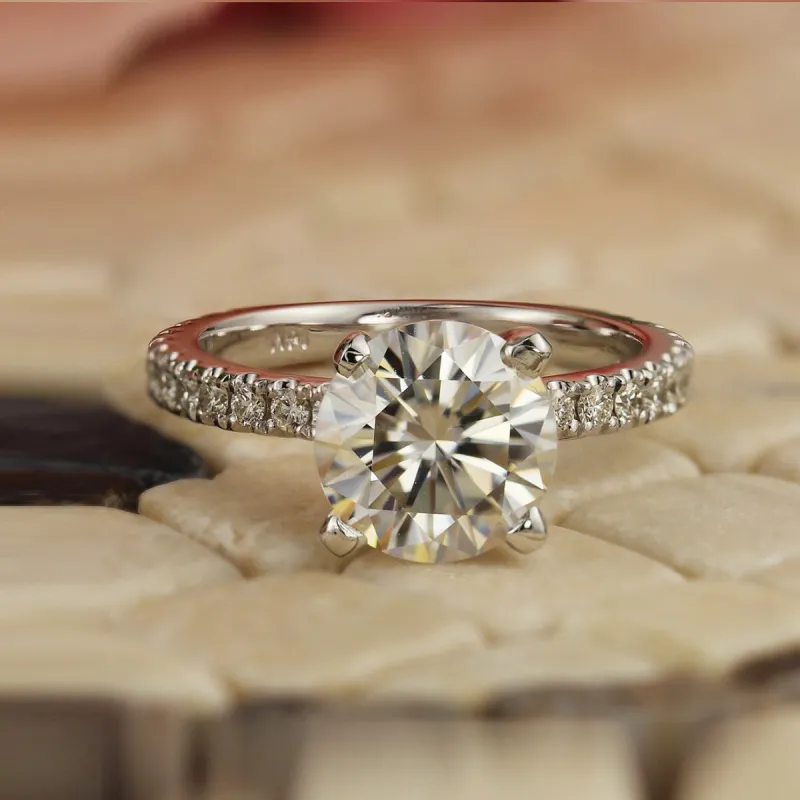 Auriya 14k Gold 1 1/2ct Moissanite and Diamond Engagement Ring 1/3ctw sold by Zulily