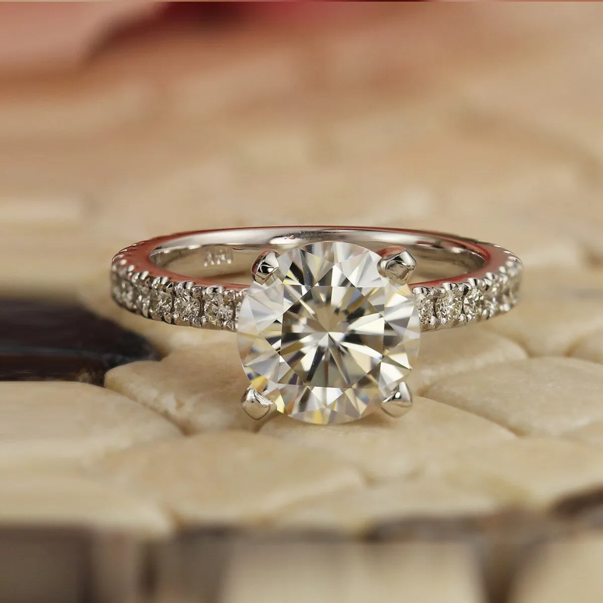 Auriya 14k Gold 1 1/2ct Moissanite and Diamond Engagement Ring 1/3ctw sold by Zulily