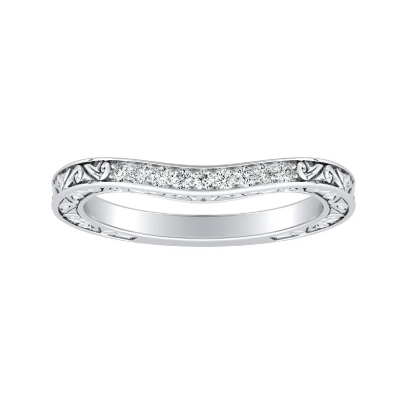 Auriya 0.07ctw Vintage Curved Diamond Wedding Band Platinum sold by Zulily