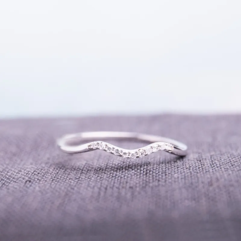Miadora 10k White Gold Diamond Accent Curved Wedding Band sold by Zulily