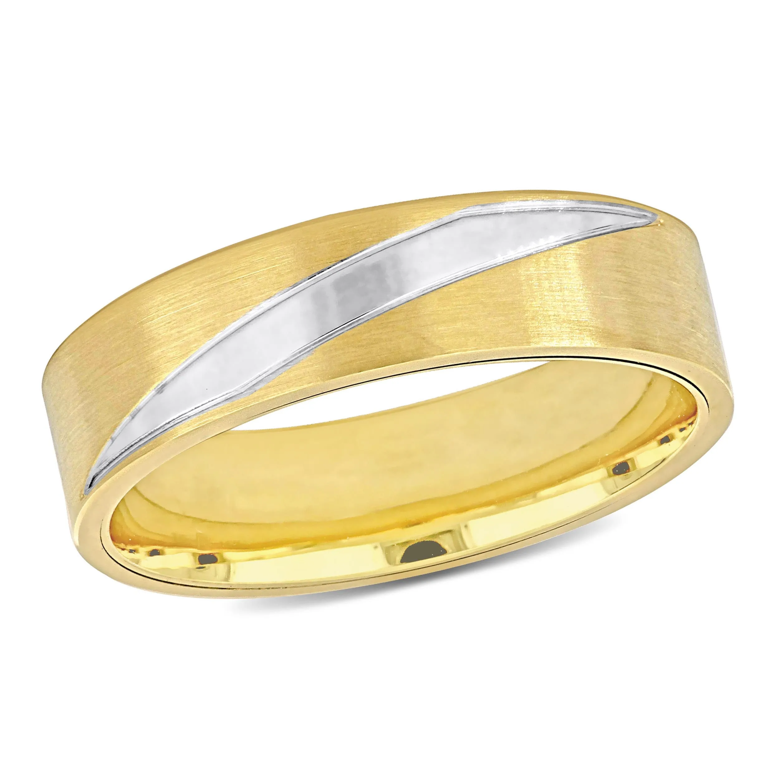 Miadora 6 mm Mens Brushed Finish Wedding Band in Two-Tone 14k Yellow and White Gold sold by Zulily