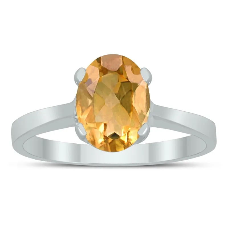 Oval Solitaire 8X6MM Citrine Ring in 10K White Gold sold by Zulily