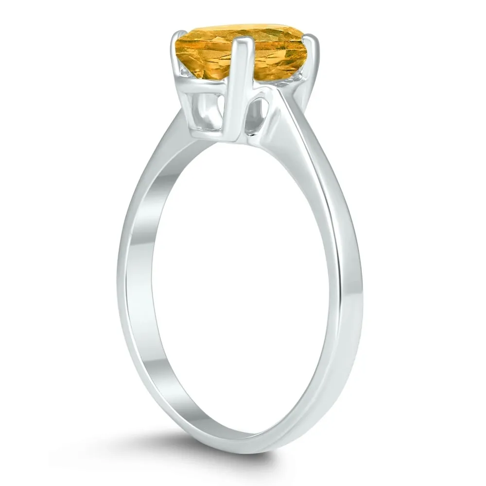Oval Solitaire 8X6MM Citrine Ring in 10K White Gold sold by Zulily product image thumbnail 2