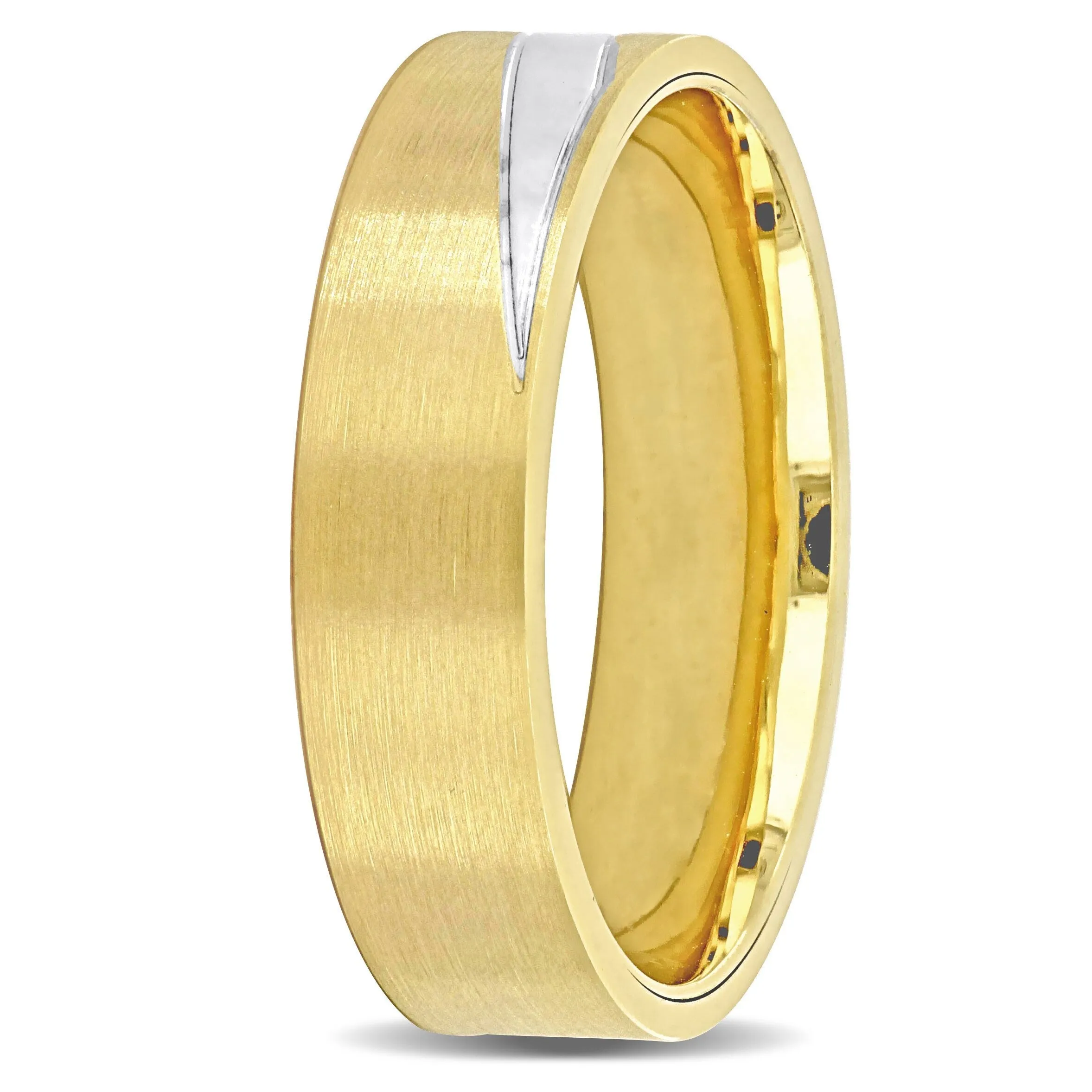 Miadora 6 mm Mens Brushed Finish Wedding Band in Two-Tone 14k Yellow and White Gold sold by Zulily product image thumbnail 2