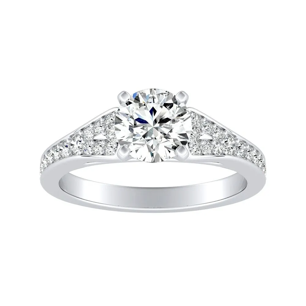 Auriya Round 2ct Moissanite and 1/4ct TDW Diamond Engagement Ring 14k Gold sold by Zulily