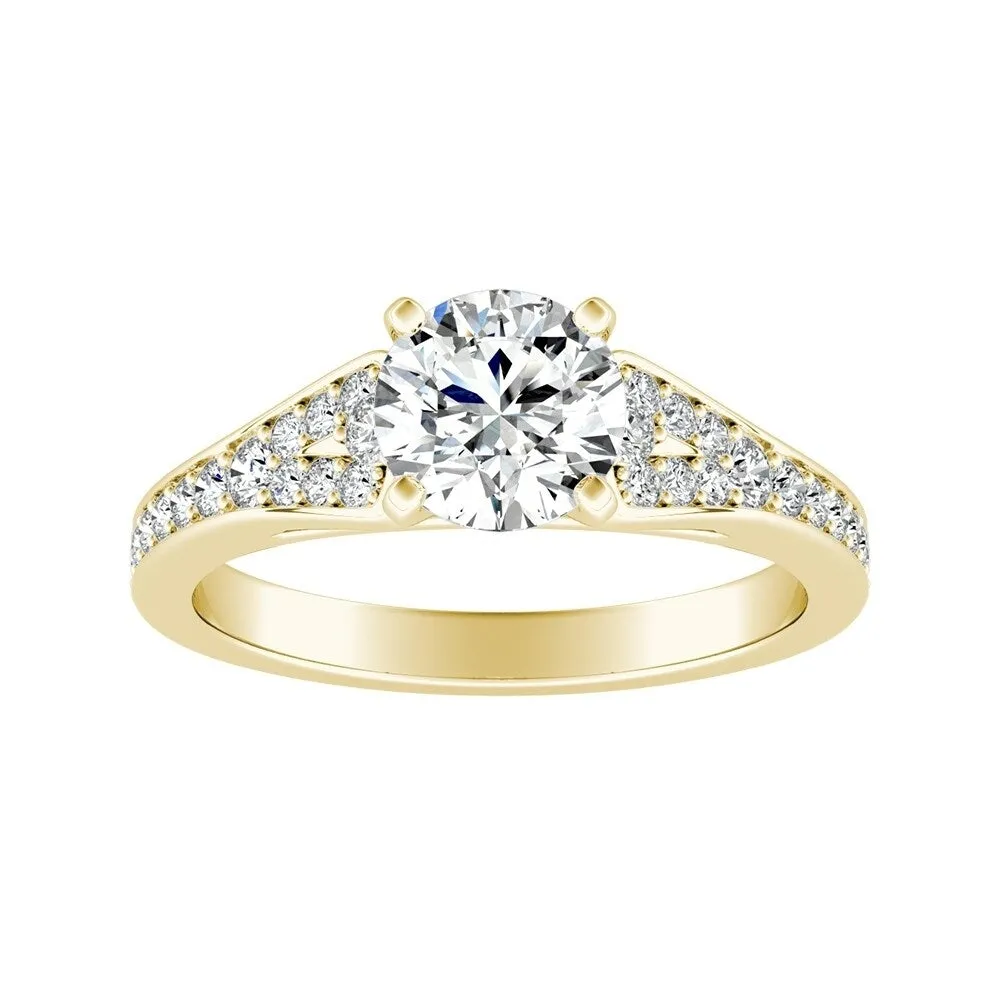 Auriya Round 2ct Moissanite and 1/4ct TDW Diamond Engagement Ring 14k Gold sold by Zulily product image thumbnail 2