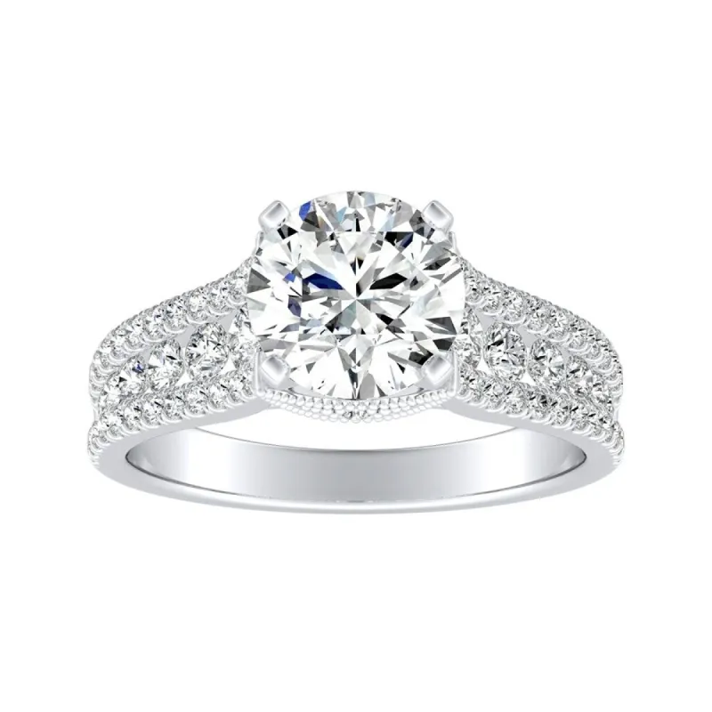 Auriya 14k Gold Vintage 2 1/2ct Moissanite and Diamond Engagement Ring 5/8ctw sold by Zulily