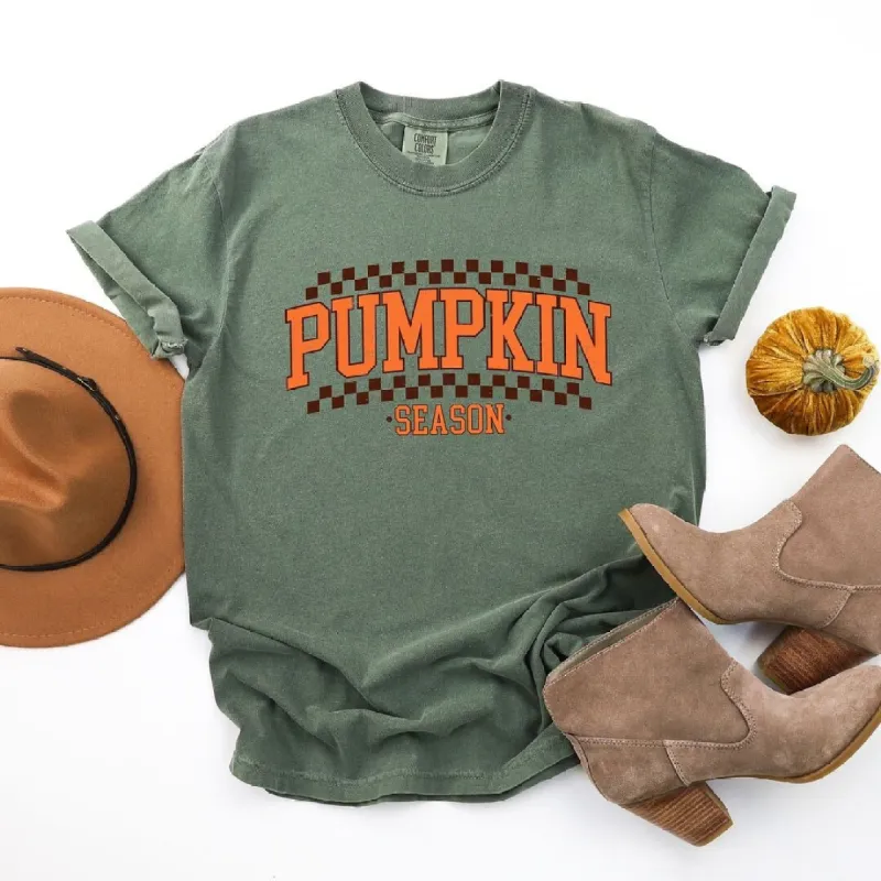 Checkered Arched Pumpkin Season Garment Dyed Tee made by Zulily