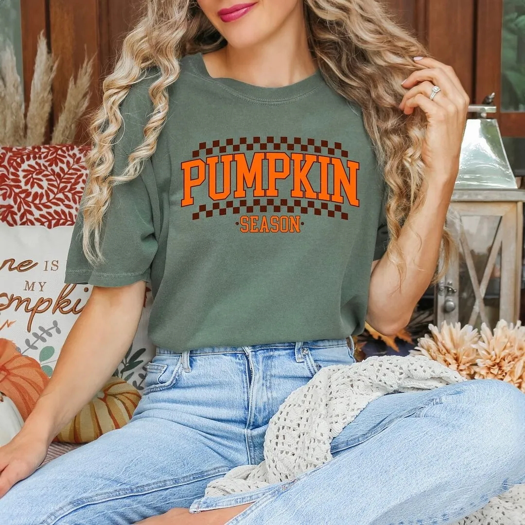 Checkered Arched Pumpkin Season Garment Dyed Tee sold by Zulily product image thumbnail 3
