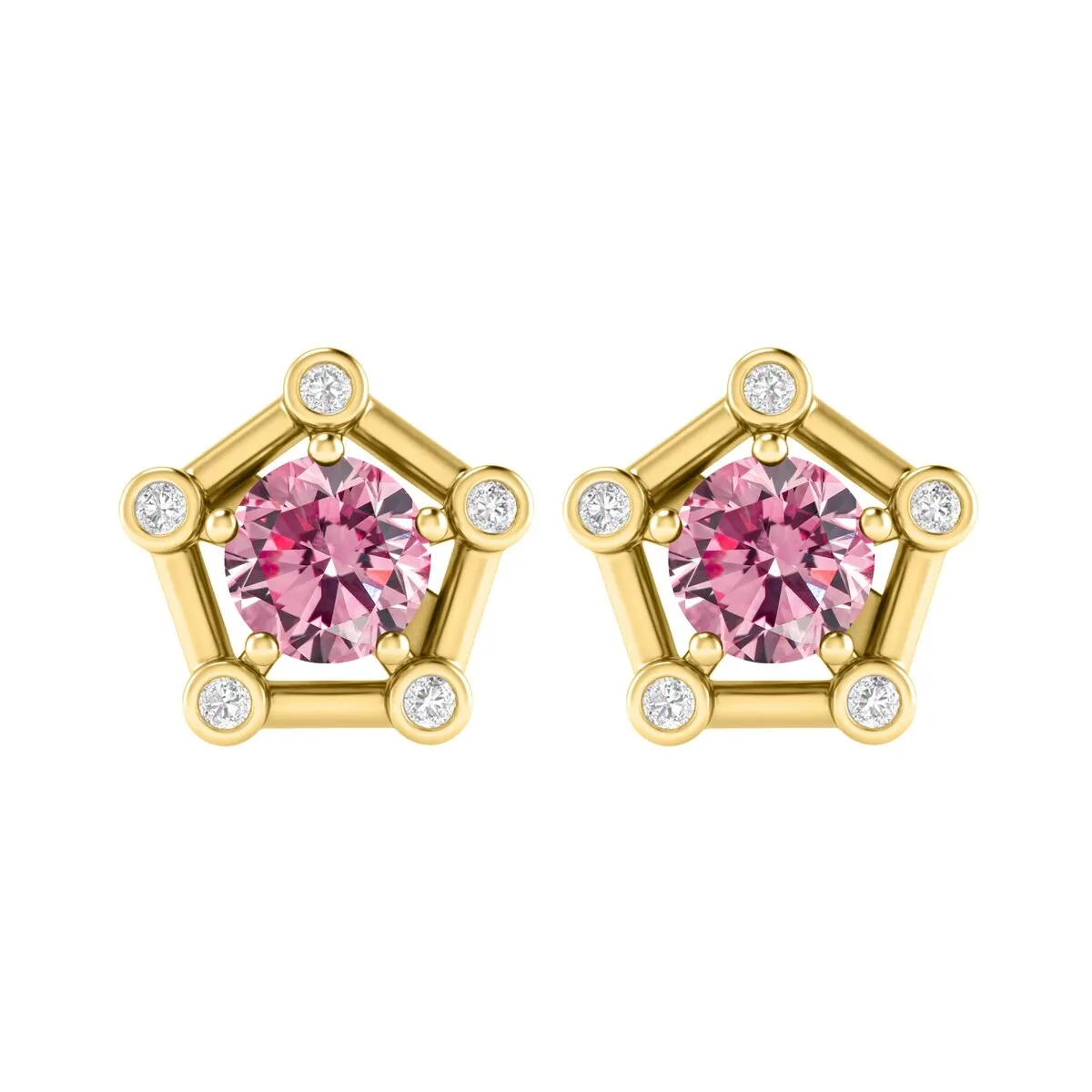 Gold Over Sterling Silver with Pink Moissanite and White Topaz Earring sold by Zulily