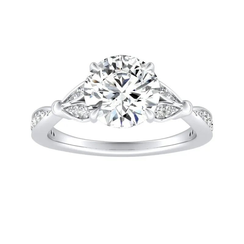 Auriya Vintage Floral 2ct Round Moissanite and 1/4ctw Diamond Engagement Ring 14K Gold sold by Zulily
