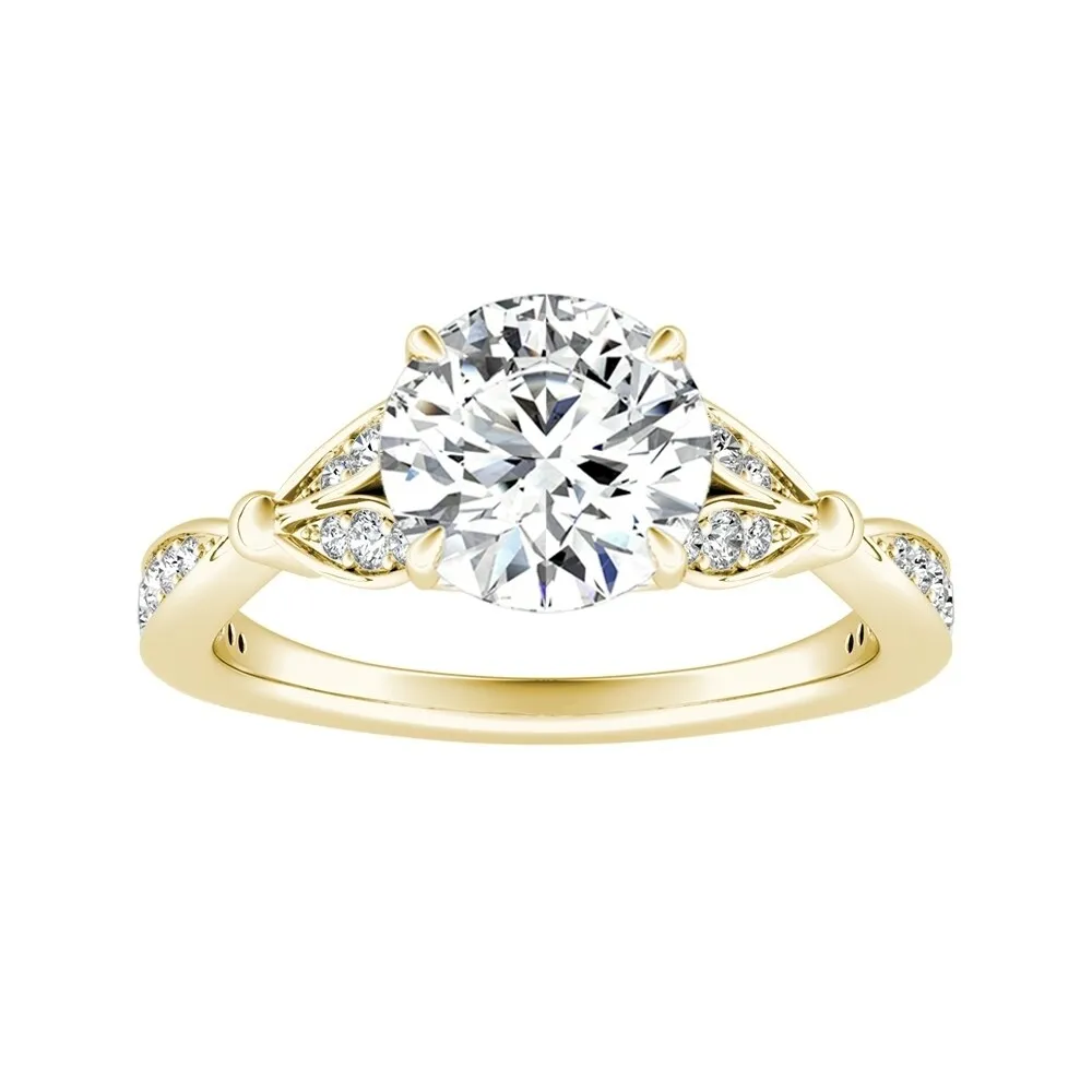 Auriya Vintage Floral 2ct Round Moissanite and 1/4ctw Diamond Engagement Ring 14K Gold sold by Zulily product image thumbnail 2