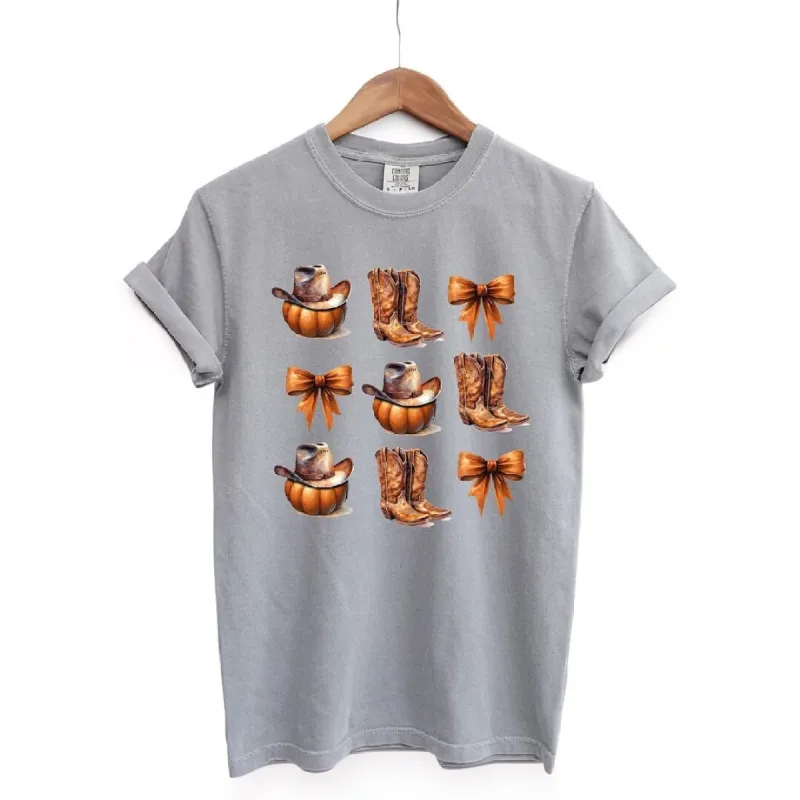 Coquette Pumpkin and Cowboy Boots Garment Dyed Tee sold by Zulily