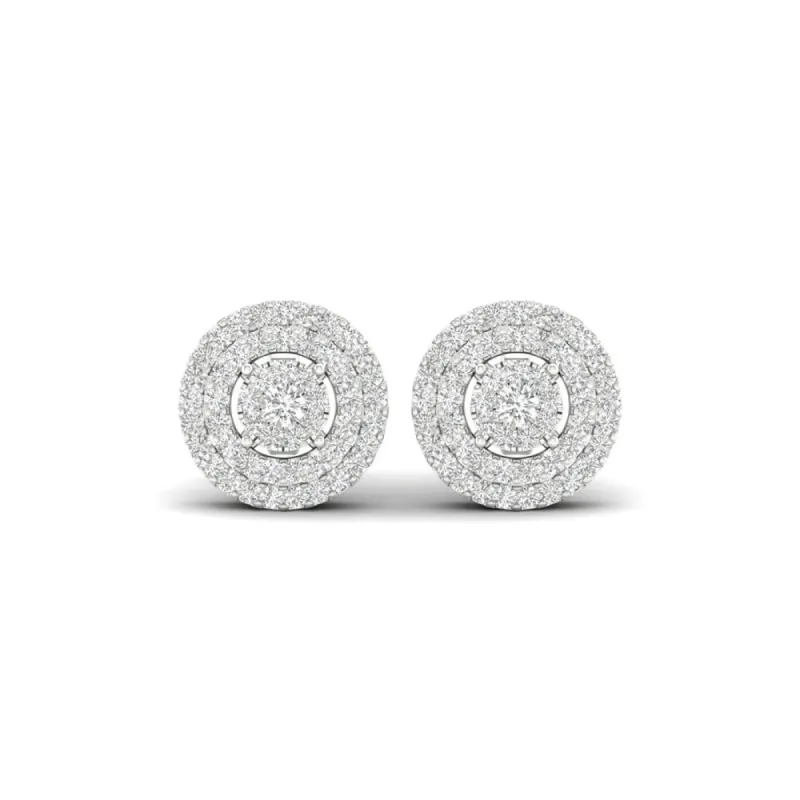 De Couer 10k White Gold 1/3ct TDW Diamond Cluster Double Halo Earrings sold by Zulily