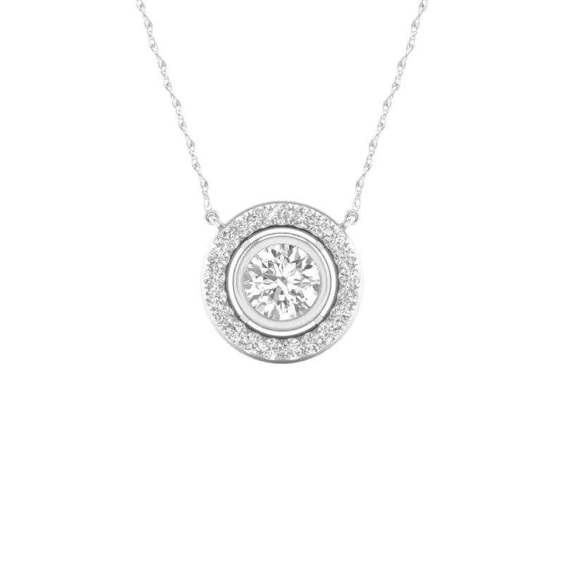 De Couer 10k Gold 1/4ct TDW Diamond Halo Necklace sold by Zulily