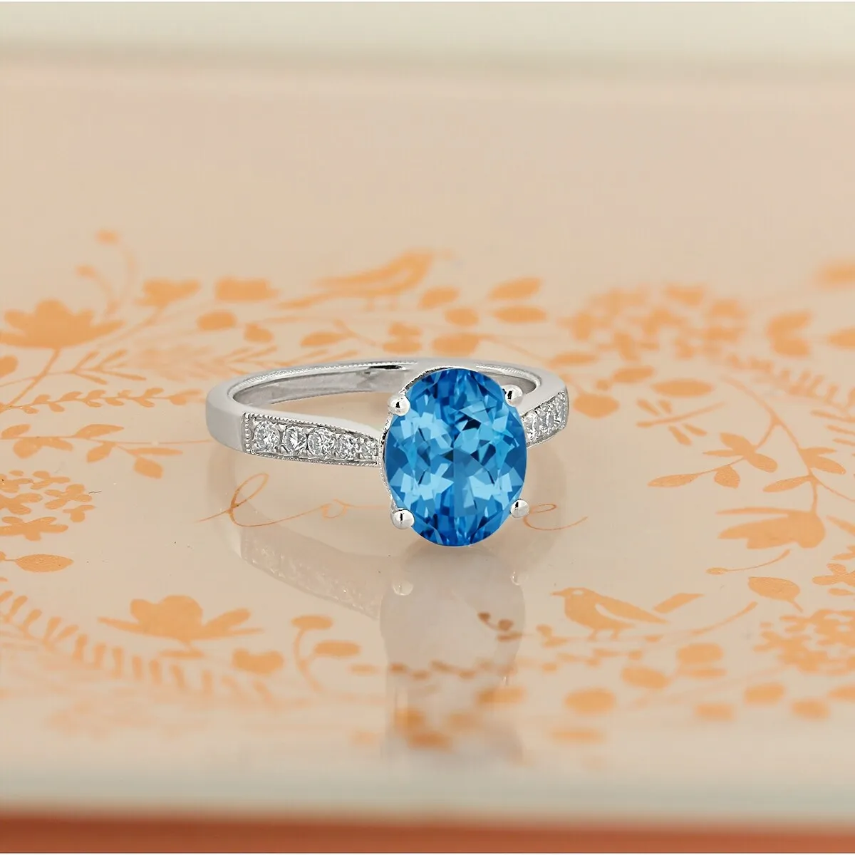 Auriya 3 1/3ct Fancy Oval Swiss Blue Topaz and Diamond Engagement Ring 1/4ctw 14k Gold sold by Zulily