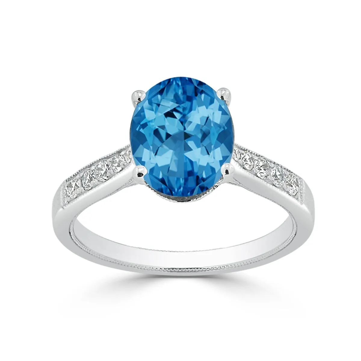 Auriya 3 1/3ct Fancy Oval Swiss Blue Topaz and Diamond Engagement Ring 1/4ctw 14k Gold sold by Zulily product image thumbnail 3