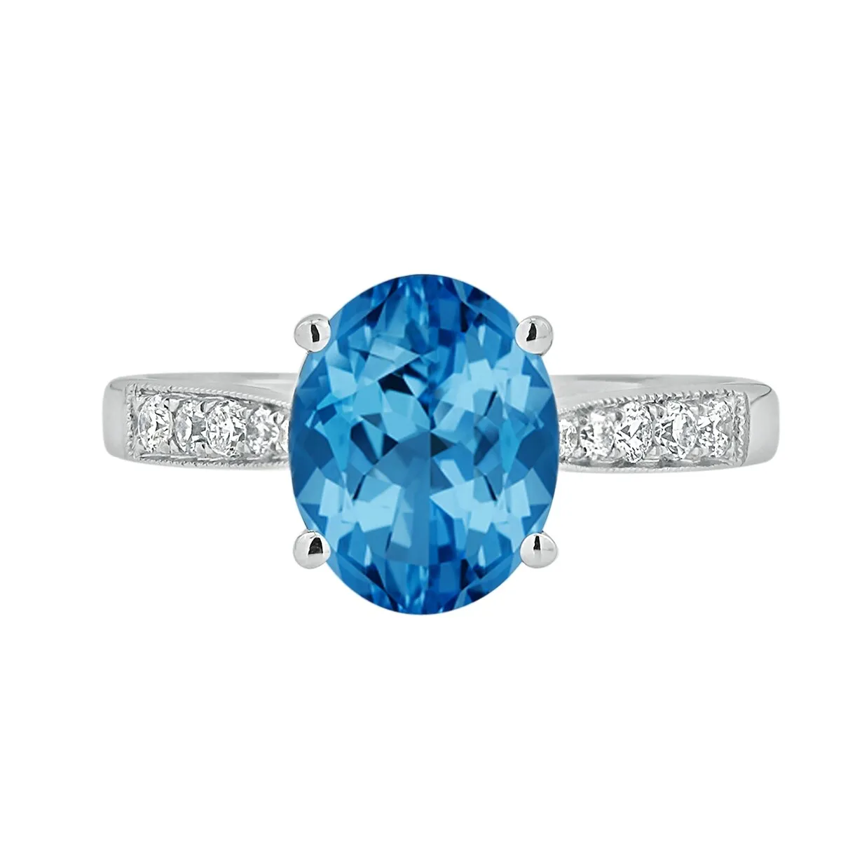 Auriya 3 1/3ct Fancy Oval Swiss Blue Topaz and Diamond Engagement Ring 1/4ctw 14k Gold sold by Zulily product image thumbnail 2