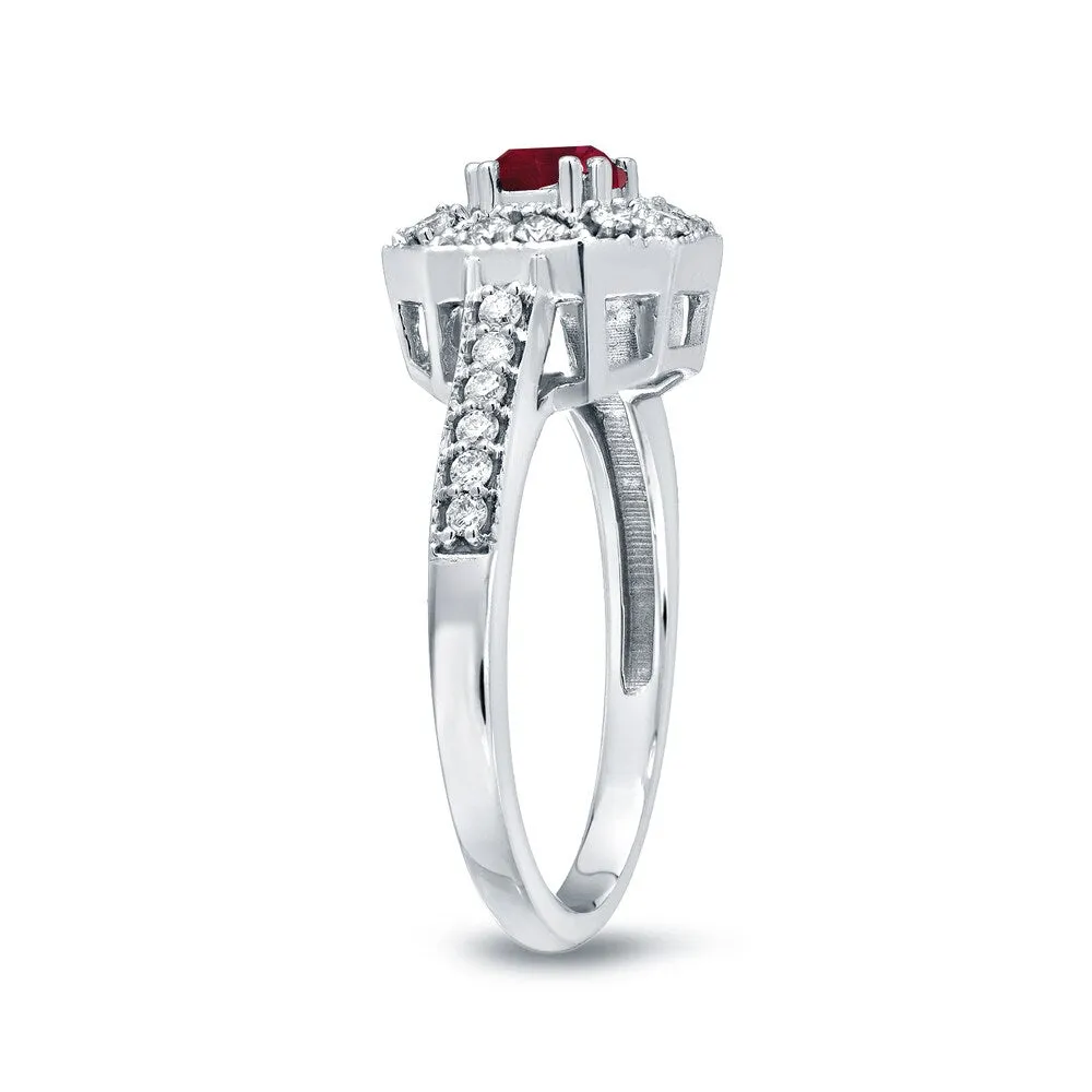 14k Gold 1/2ct Ruby and 1/3ct TDW Diamond Cluster Engagement Ring by Auriya sold by Zulily product image thumbnail 5