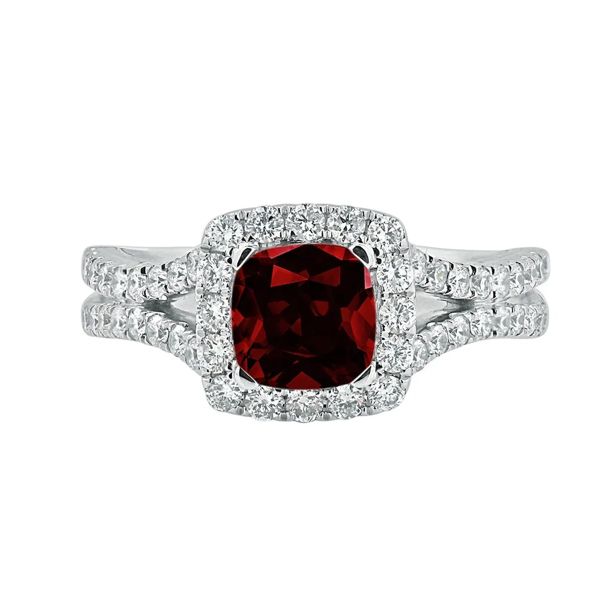 Auriya 9/10ct Cushion-cut Garnet Halo Diamond Engagement Ring 5/8ctw 14k Gold sold by Zulily product image thumbnail 2