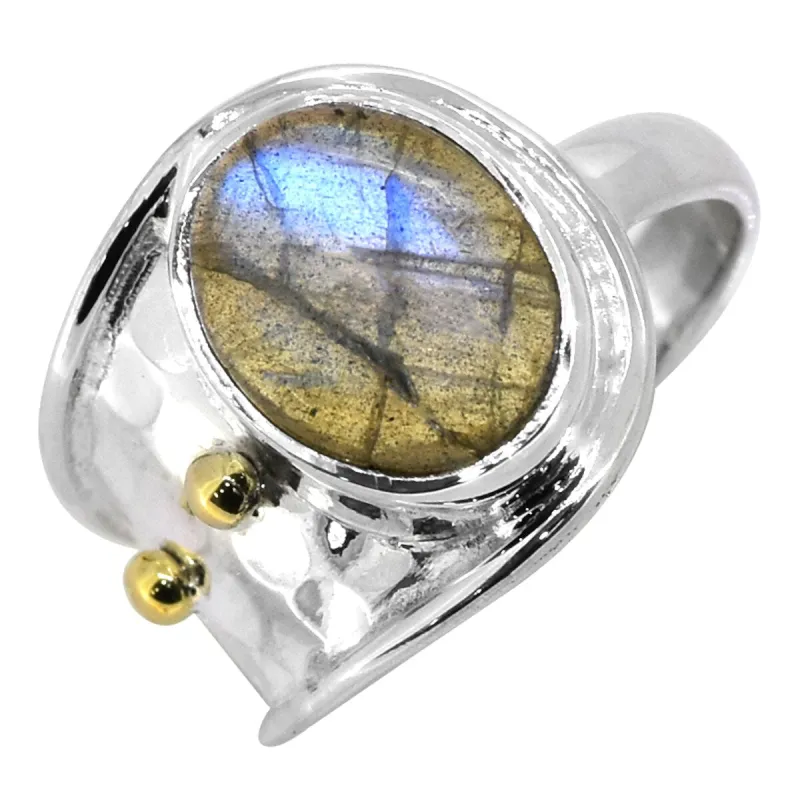Labradorite Sterling Silver Wrap Ring - Blue sold by Zulily