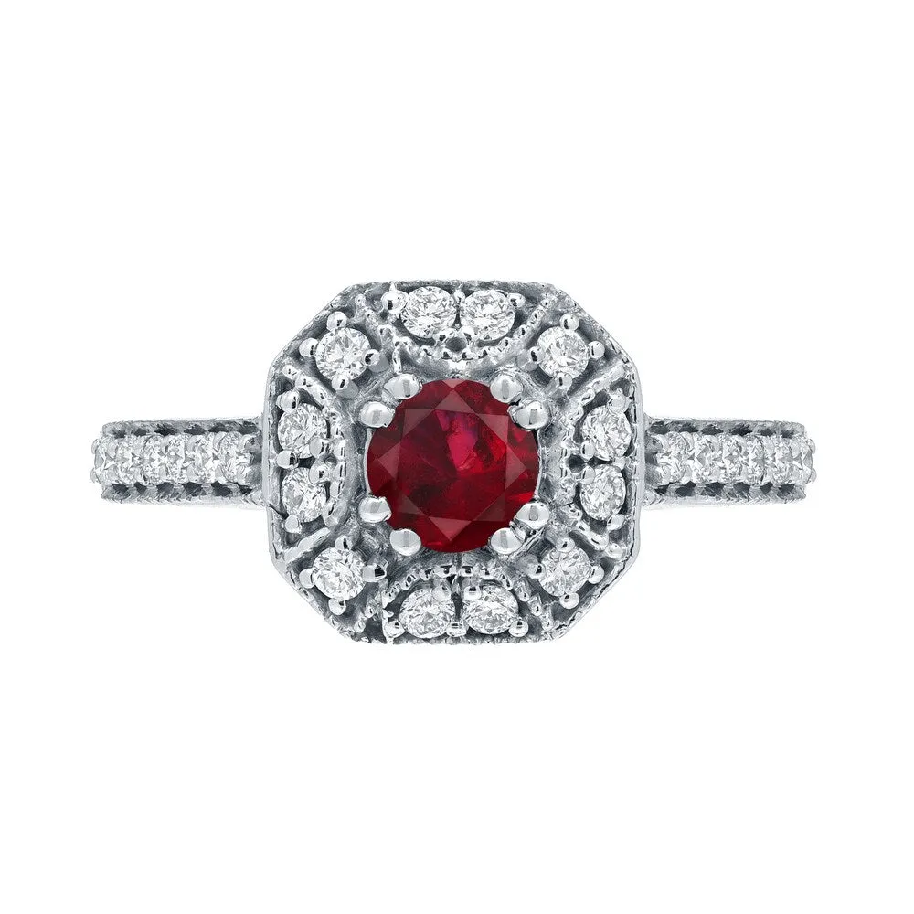 14k Gold 1/2ct Ruby and 1/3ct TDW Diamond Cluster Engagement Ring by Auriya sold by Zulily product image thumbnail 4