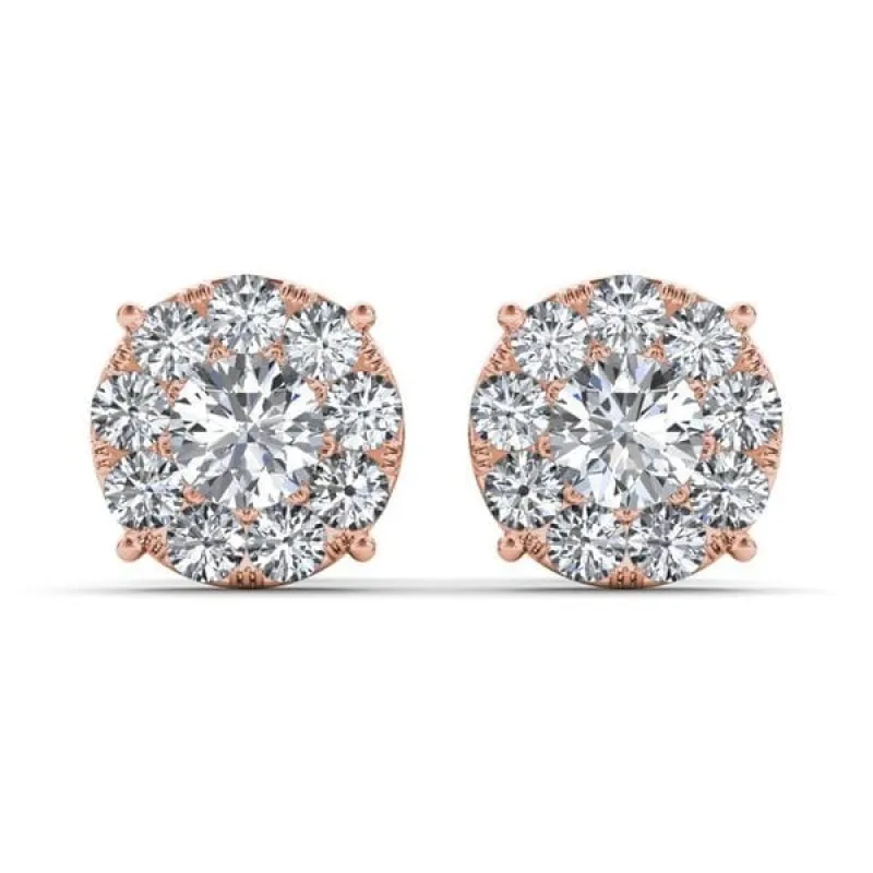 De Couer 10k Rose Gold 1 1/4ct TDW Diamond Cluster Earring - Pink sold by Zulily