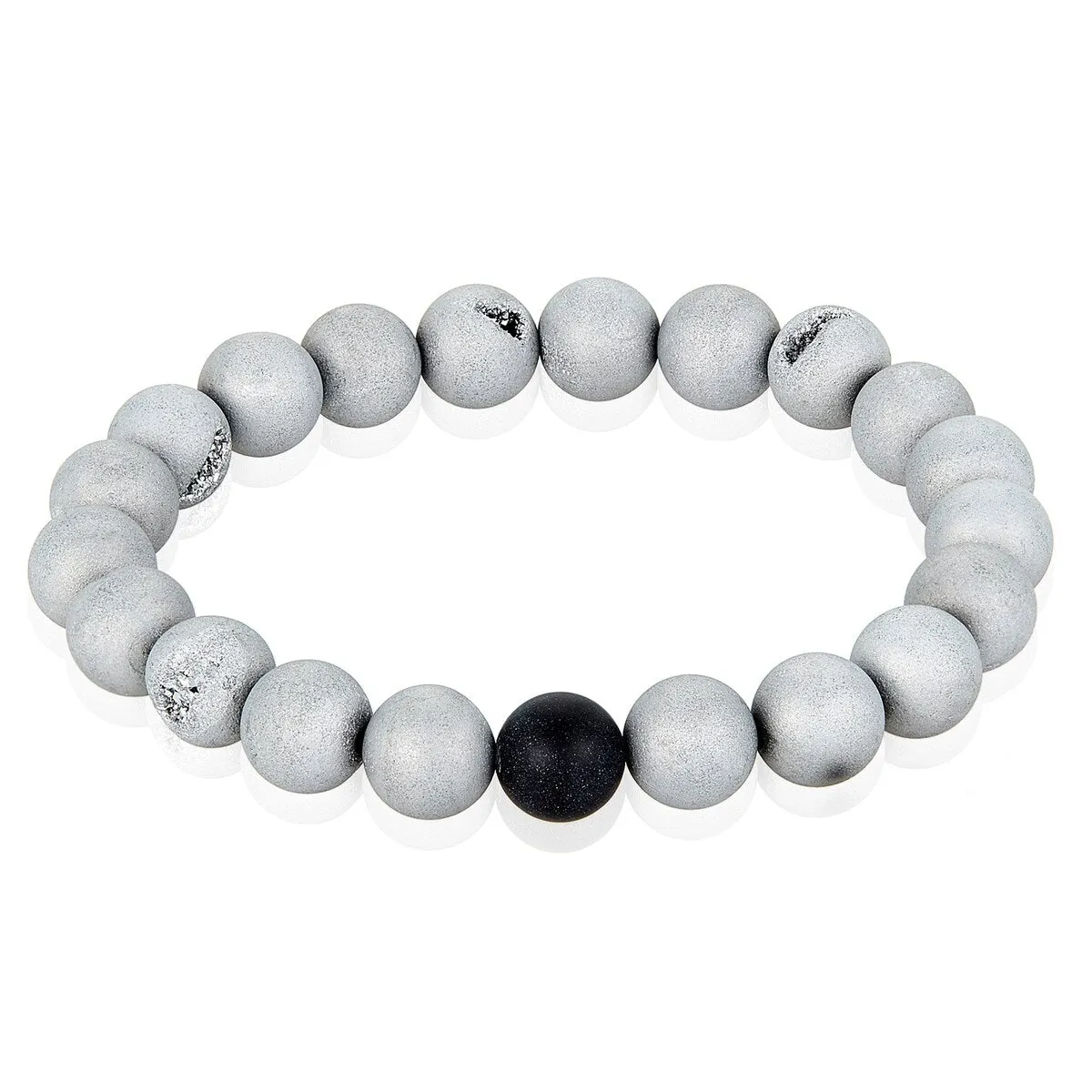 Men's Agate and Matte Onyx Stone Beaded Stretch Bracelet (10mm) sold by Zulily product image thumbnail 3