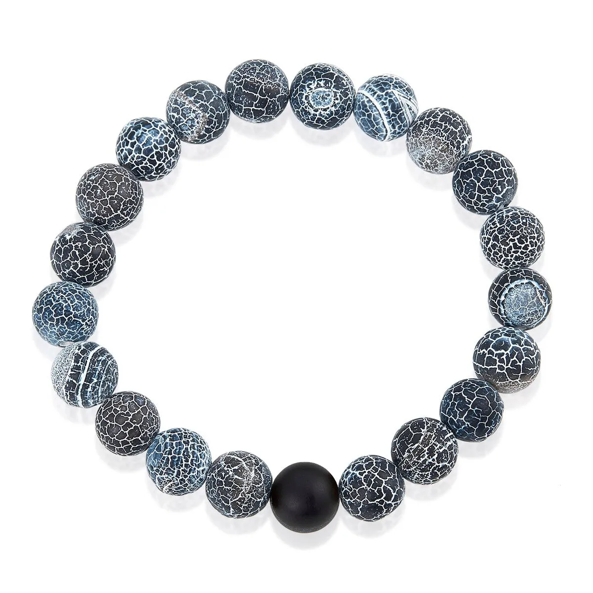 Men's Agate and Matte Onyx Stone Beaded Stretch Bracelet (10mm) sold by Zulily product image thumbnail 2