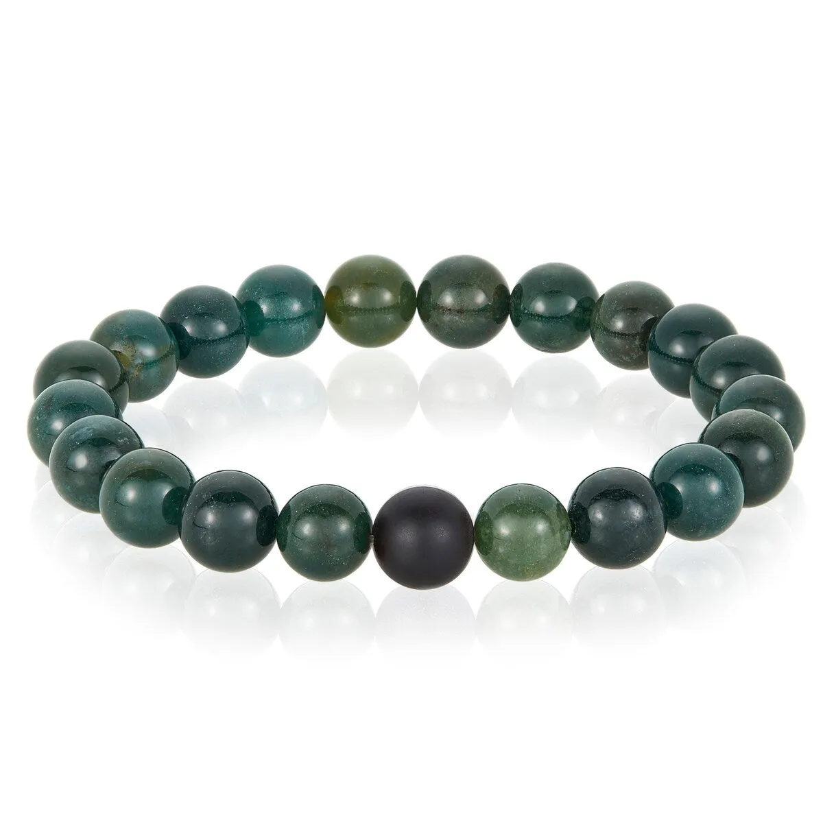 Men's Agate and Matte Onyx Stone Beaded Stretch Bracelet (10mm) sold by Zulily