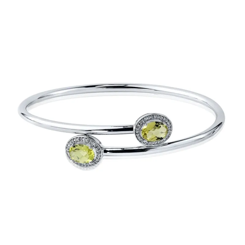 Auriya 2ct Oval Natural Lemon Green Quartz Gold over Silver Bangle Bracelet with Diamond Accents sold by Zulily