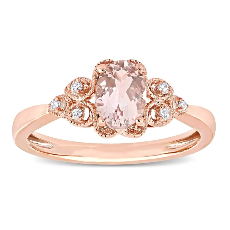 Miadora 10k Rose Gold Oval-Cut Morganite and Diamond Accent Vintage Ring sold by Zulily