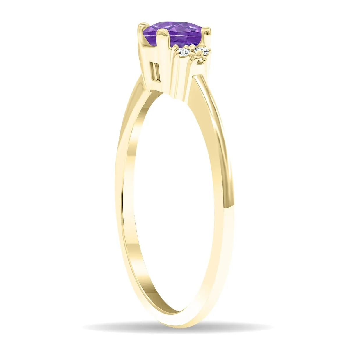 Women's Round Shaped Amethyst and Diamond Half Moon Ring in 10K Yellow Gold sold by Zulily product image thumbnail 3