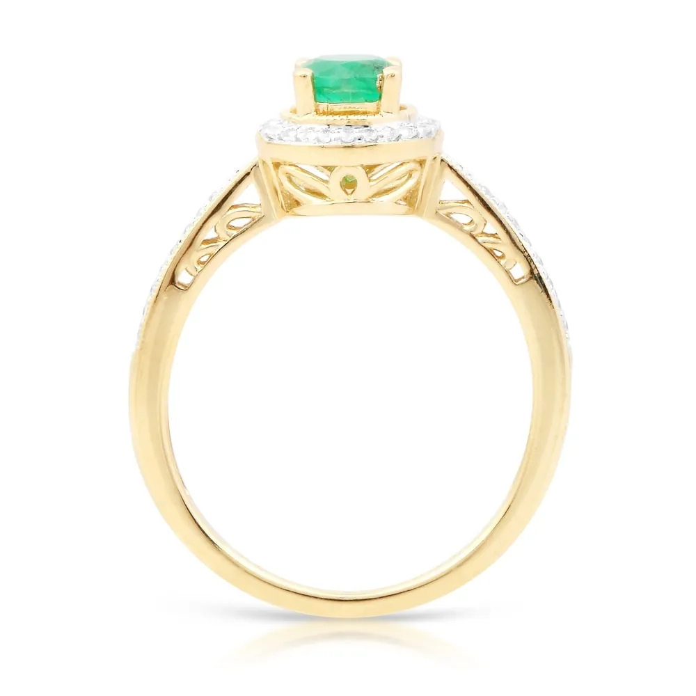 1/8ct TDW Diamond Gemstone Halo Ring in 10k Yellow Gold sold by Zulily product image thumbnail 3