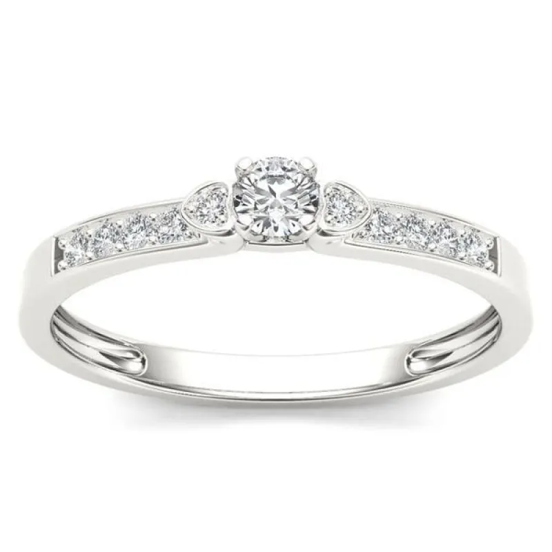 De Couer 10k White Gold 1/5ct TDW Diamond Classic Engagement Ring sold by Zulily