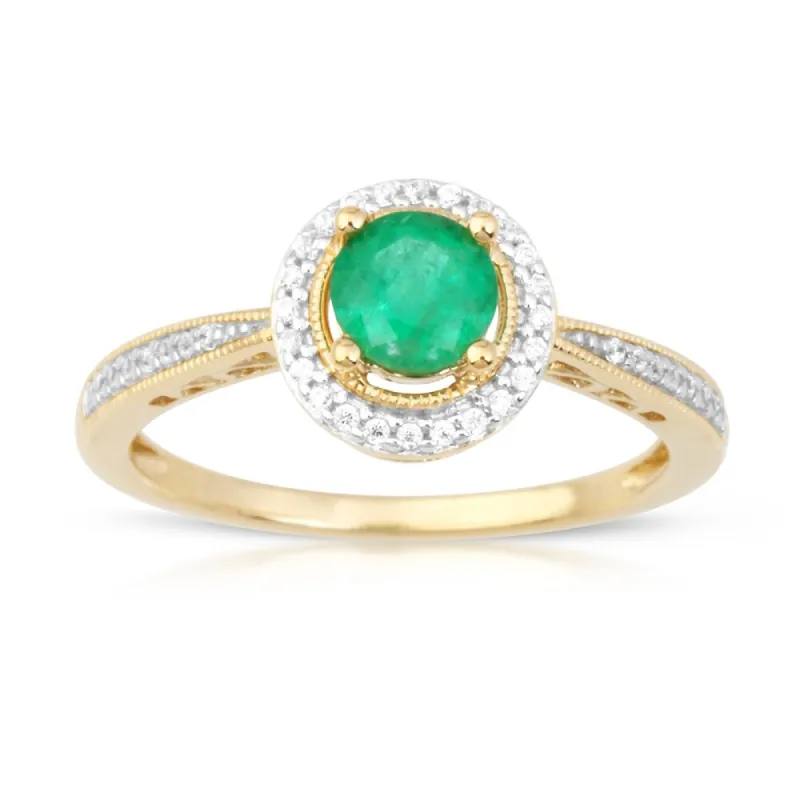 1/8ct TDW Diamond Gemstone Halo Ring in 10k Yellow Gold sold by Zulily