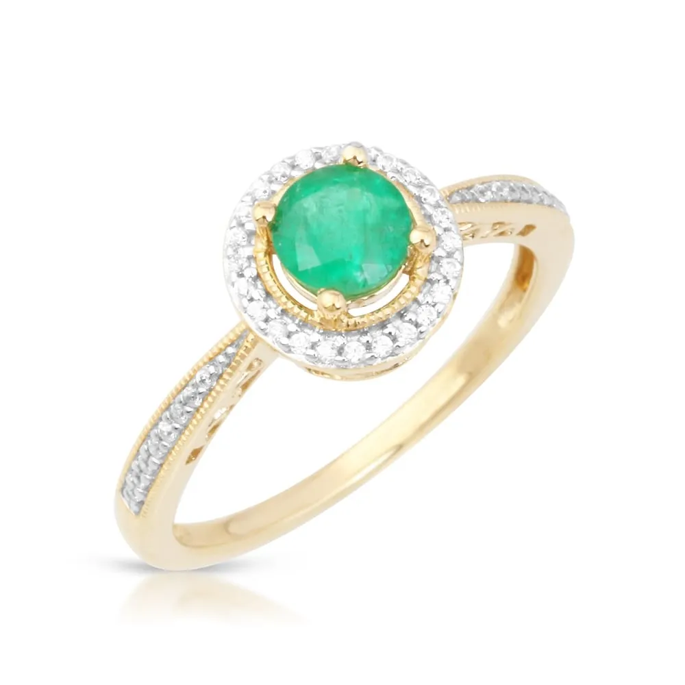 1/8ct TDW Diamond Gemstone Halo Ring in 10k Yellow Gold sold by Zulily product image thumbnail 2
