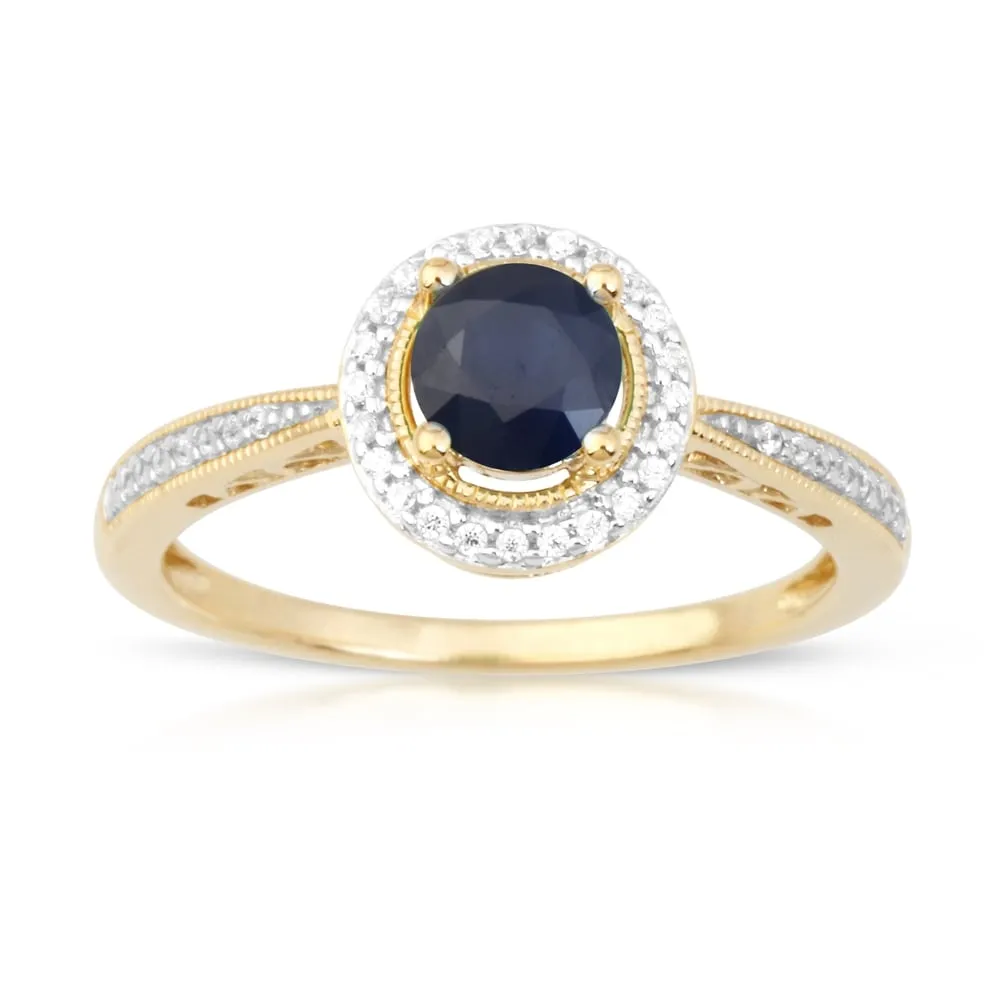 1/8ct TDW Diamond Gemstone Halo Ring in 10k Yellow Gold sold by Zulily product image thumbnail 5