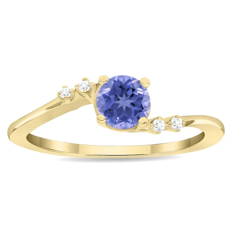 Women's Round Shaped Tanzanite and Diamond Tierra Ring in 10K Yellow Gold sold by Zulily